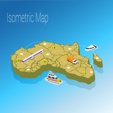 Map Africa isometric concept.