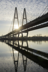 Fototapeta na wymiar St. Petersburg, view of the cable-stayed bridge over the Neva