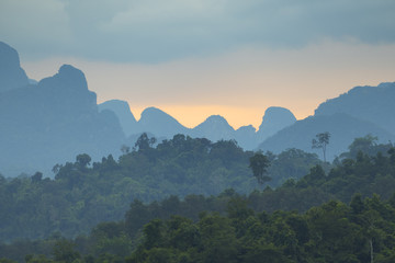 Mountains at sunset in Thailand