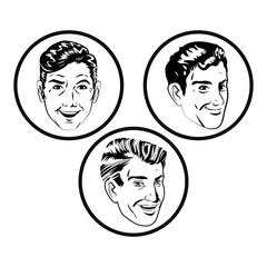 face men comic style black and white vector illustration eps 10