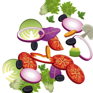 salad vegetables food nutrition image vector illustration eps 10