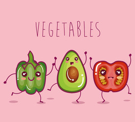 fresh vegetable funny character vector illustration design