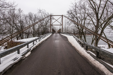Historic Bridges Shrouded in Fog and Snow - Delaware River
