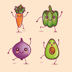 fresh vegetable funny character vector illustration design