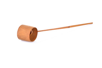 bamboo ladle on white background