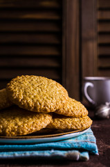 Cookie with sesame seeds.