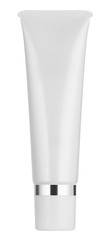 white cosmetic tube for cream or lotion isolated on white background