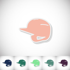 Baseball helmet. Flat sticker with shadow on white background