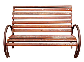 Wooden Park Bench Isolated - brown