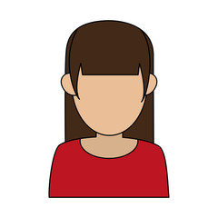 faceless woman with hair fringe icon image vector illustration design 