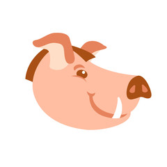 pig head vector illustration style Flat cartoon