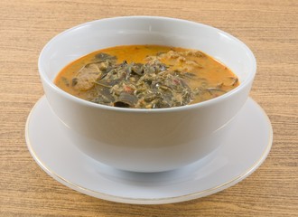 Thai Coconut Milk Curry with Cassia Leaves and Pork