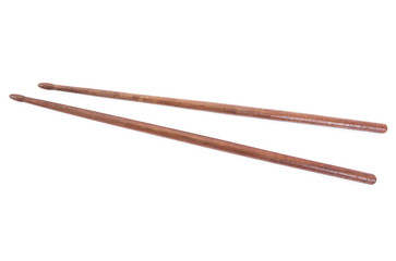 Wooden drumsticks isolated on white background.Wooden drum sticks isolated
