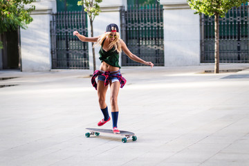 attractive young woman skating