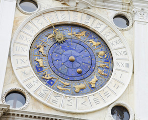 The clock face of the St. Mark&rsquo;s Clocktower, the north side of the Piazza San Marco, Venice, Italy, Europe

