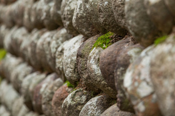 Full Frame Shot Of Pebble Wall in Lishui,Zhejiang province,China.
