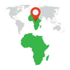 Detailed map of Africa and World map navigation set. Flat vector illustration.