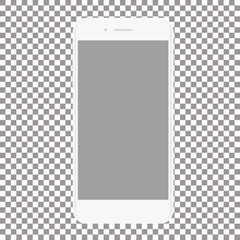 white phone with blank screen on a transparent background