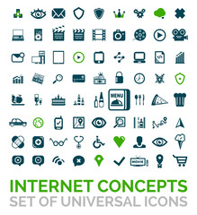 Collection of vector universal internet concept icons