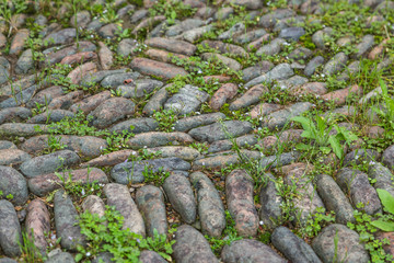 Full Frame Shot Of Pebble pavement in Lishui,Zhejiang province,China.