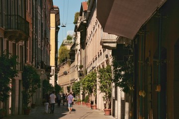 Narrow street in Brera, Milan