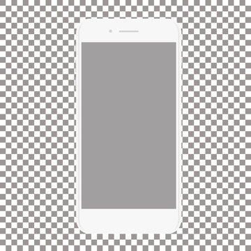 White Phone With Blank Screen On A Transparent Background