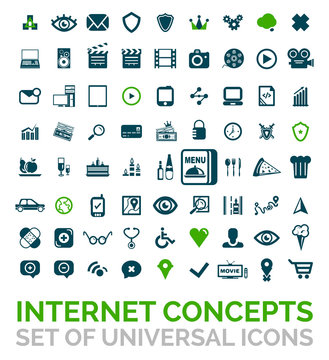 Collection of vector universal internet concept icons