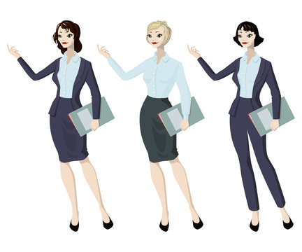 Three business woman with different hairstyles