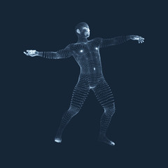 3D Model of Man. Human Body. Design Element. Vector Illustration.