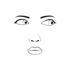 Girl emotion face cartoon vector illustration and woman emoji icon cute symbol character human expression black silhouette female avatar tongue feeling.