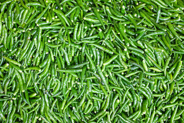 Green fresh chillies background