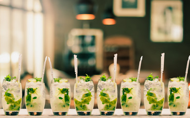 Mojito cocktail on counter bar.