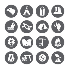 Camping icons set, trekking sign. © od.erde
