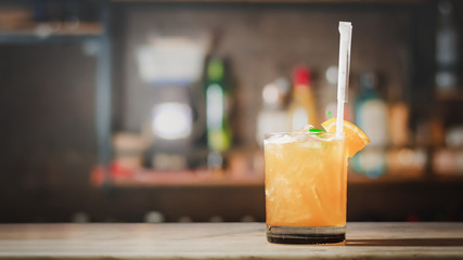 mai tai cocktail on counter bar.