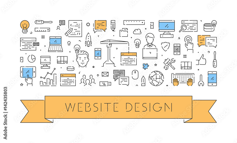 Poster vector line concept for website design