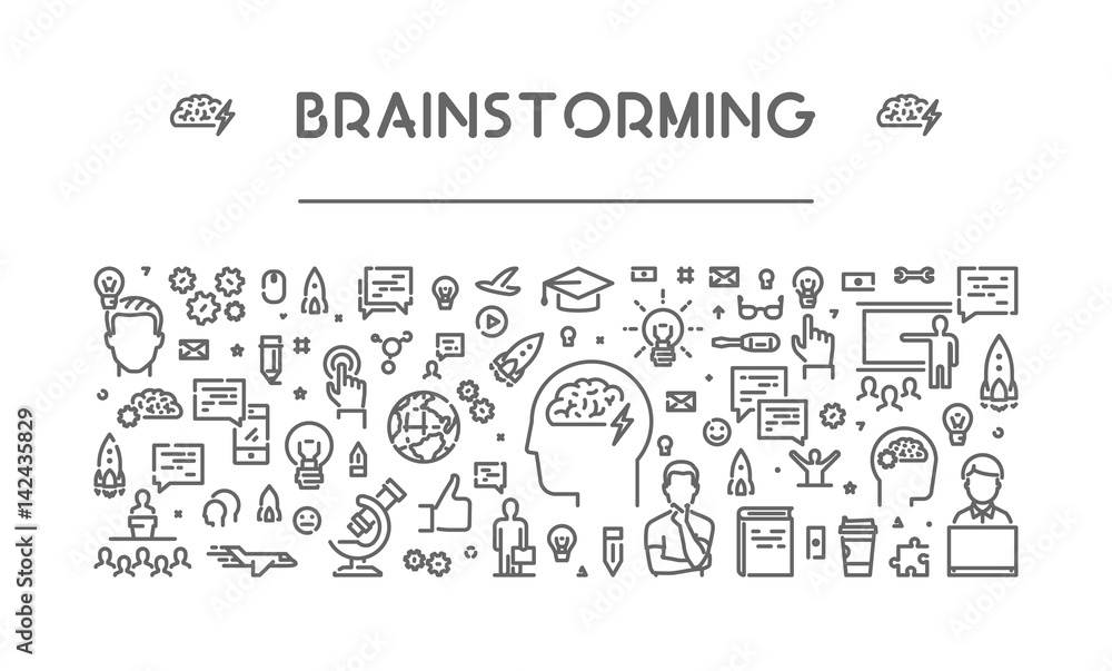Poster modern line web banner for brainstorming