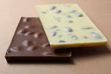 milk and white chocolates with almonds