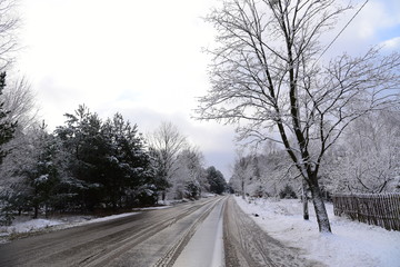 Fototapeta na wymiar Zimowa wiejska droga