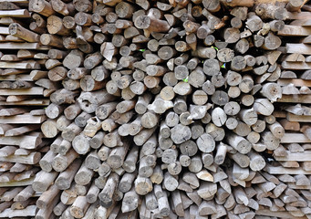 Pattern of cross cut timber for firewood in farm