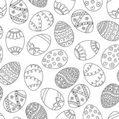 Vector seamless simple pattern with easter eggs. Easter holiday background of ornamental eggs
