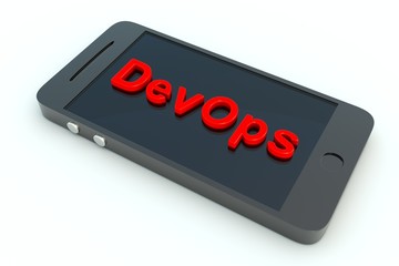 DevOps mobile phone white background 3d illustration