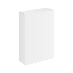 White rectangular box isolated. Mockup for branding, design, logo or medical, cosmetic or gift products. Vector illustration