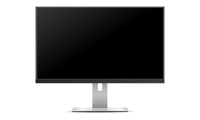 TV screen with black screen. Mockup monitor allow you to display your designs and layouts into a digital device showcase. Vector illustration - obrazy, fototapety, plakaty