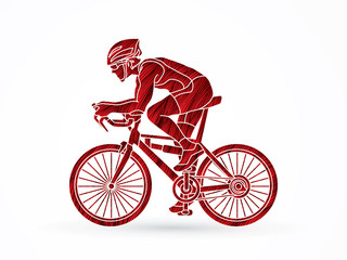 Bicycle racing designed using red grunge brush graphic vector