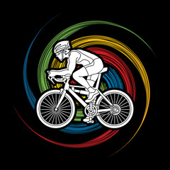 Bicycle racing designed on spin wheel background graphic vector