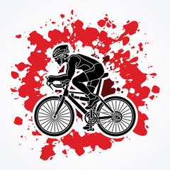 Fototapeta na wymiar Bicycle racing designed on splash ink background graphic vector