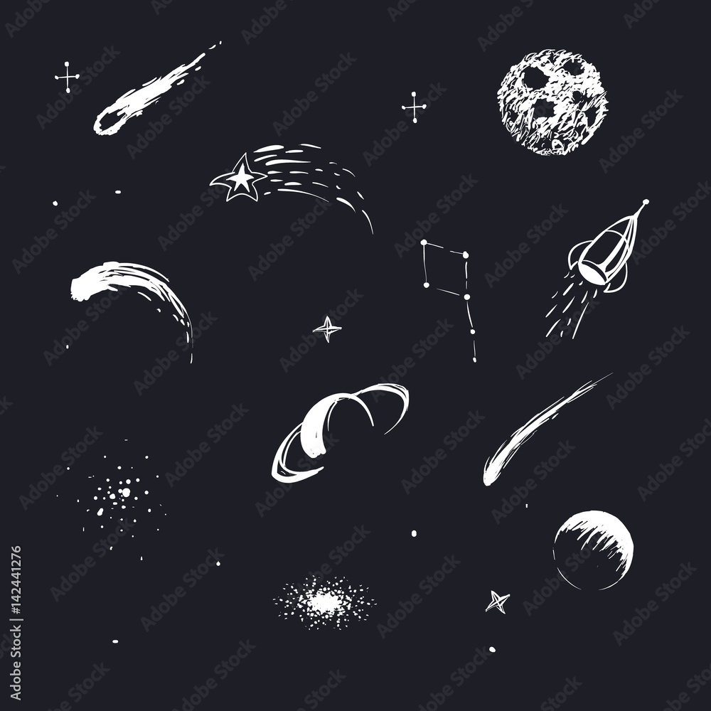 Sticker cosmic objects and space planets