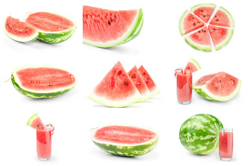 Fototapeta na wymiar Group of Sweet watermelon isolated on a white cutout