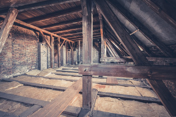 old garret, attic loft / roof construction
