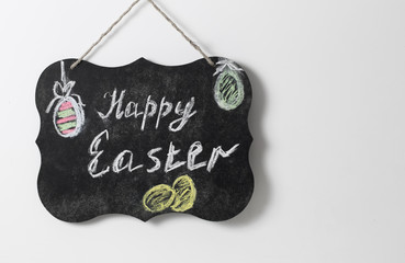Easter Slate board with l text reading, Happy Easter